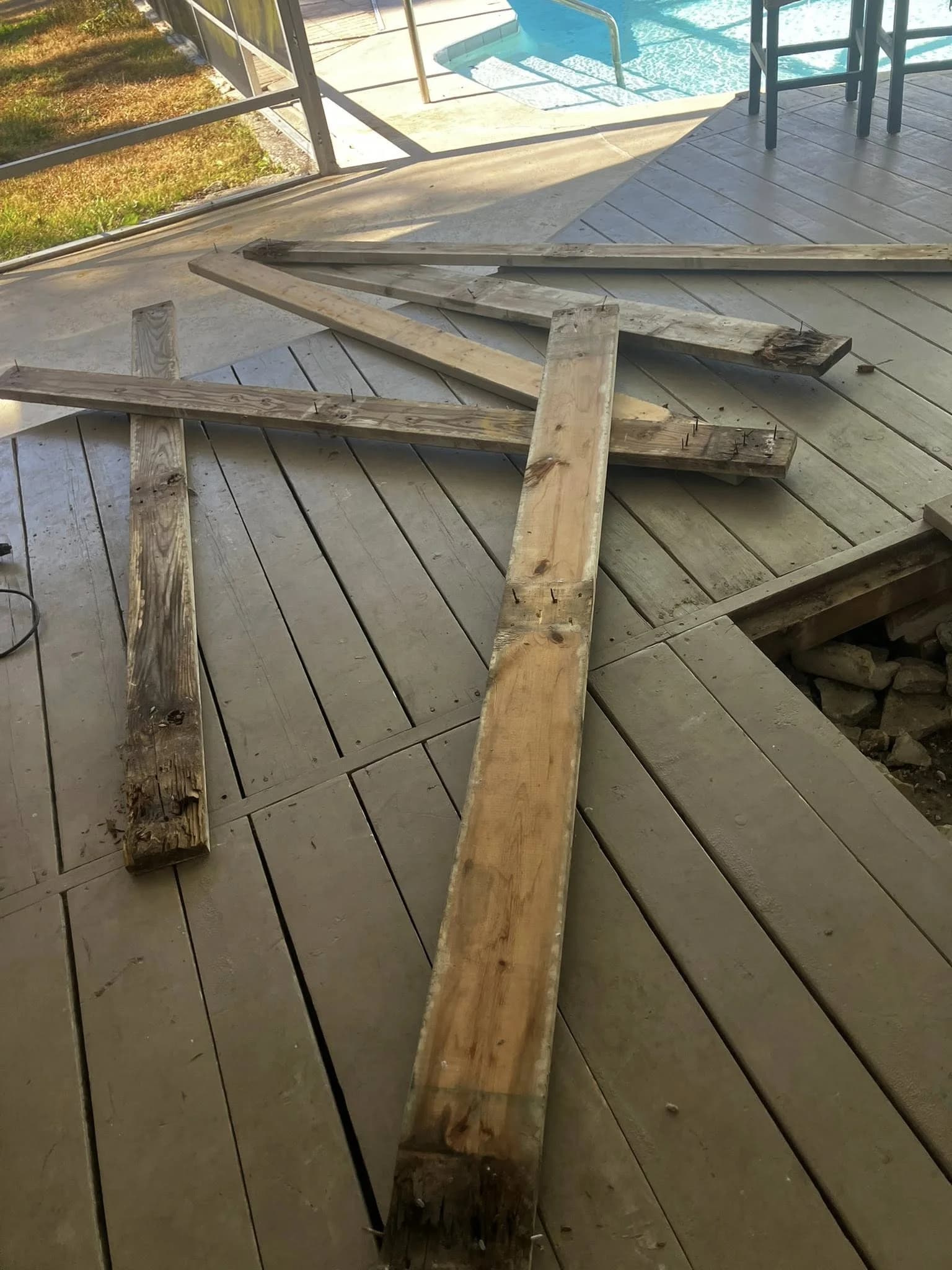 Old deck boards removed