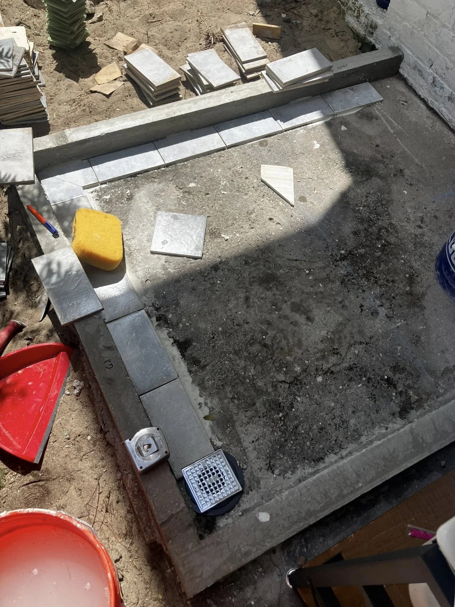 Patio tile work in progress