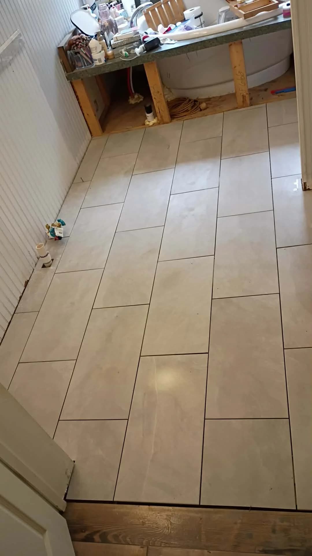 Flooring installation in progress