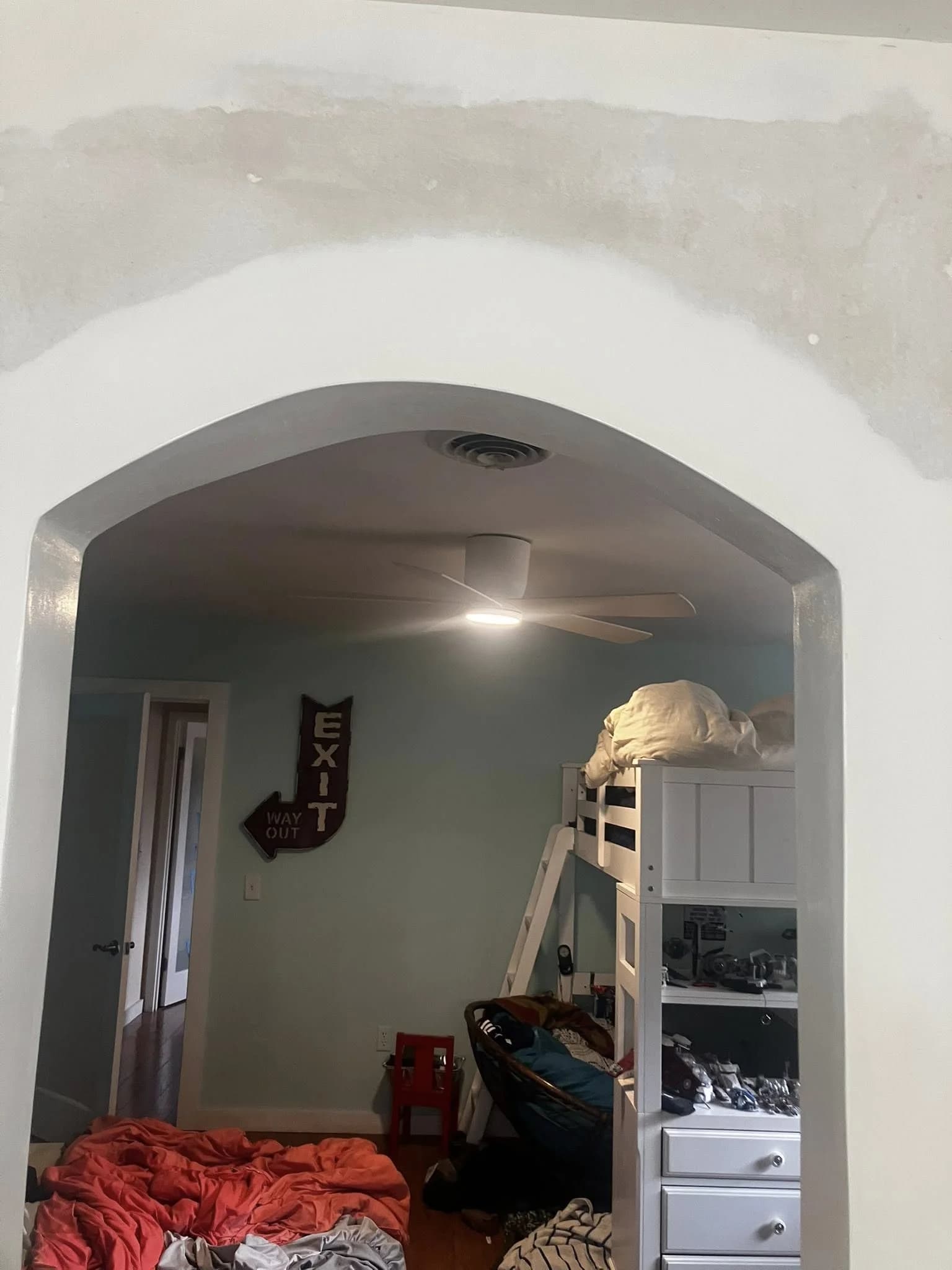 Tile installation in progress