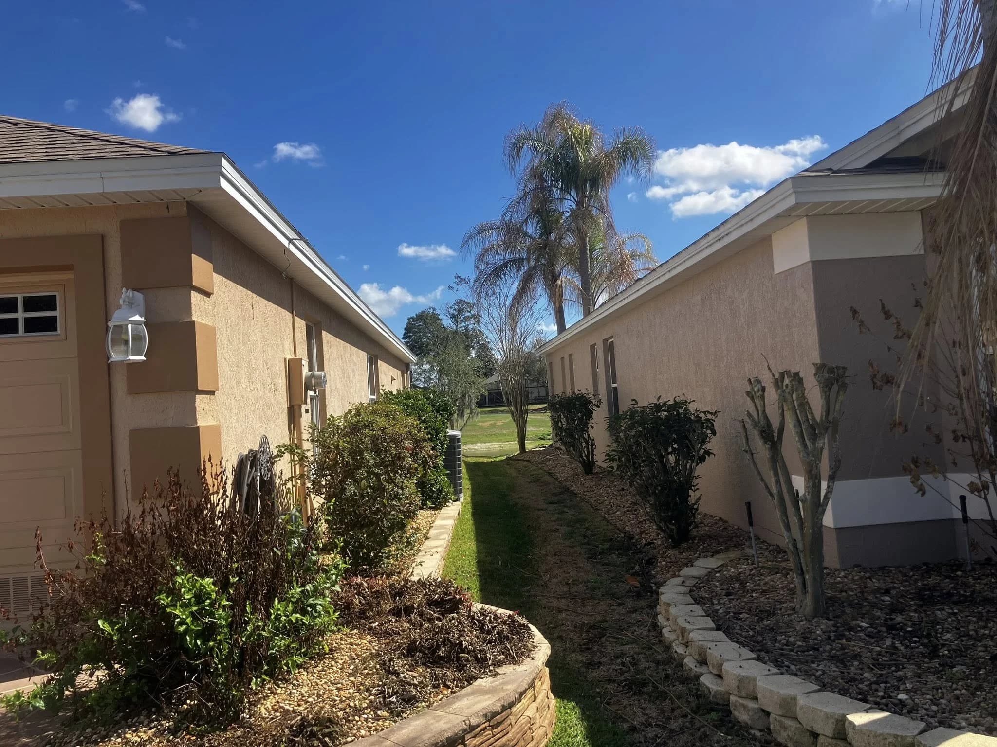 Side yard stone landscaping