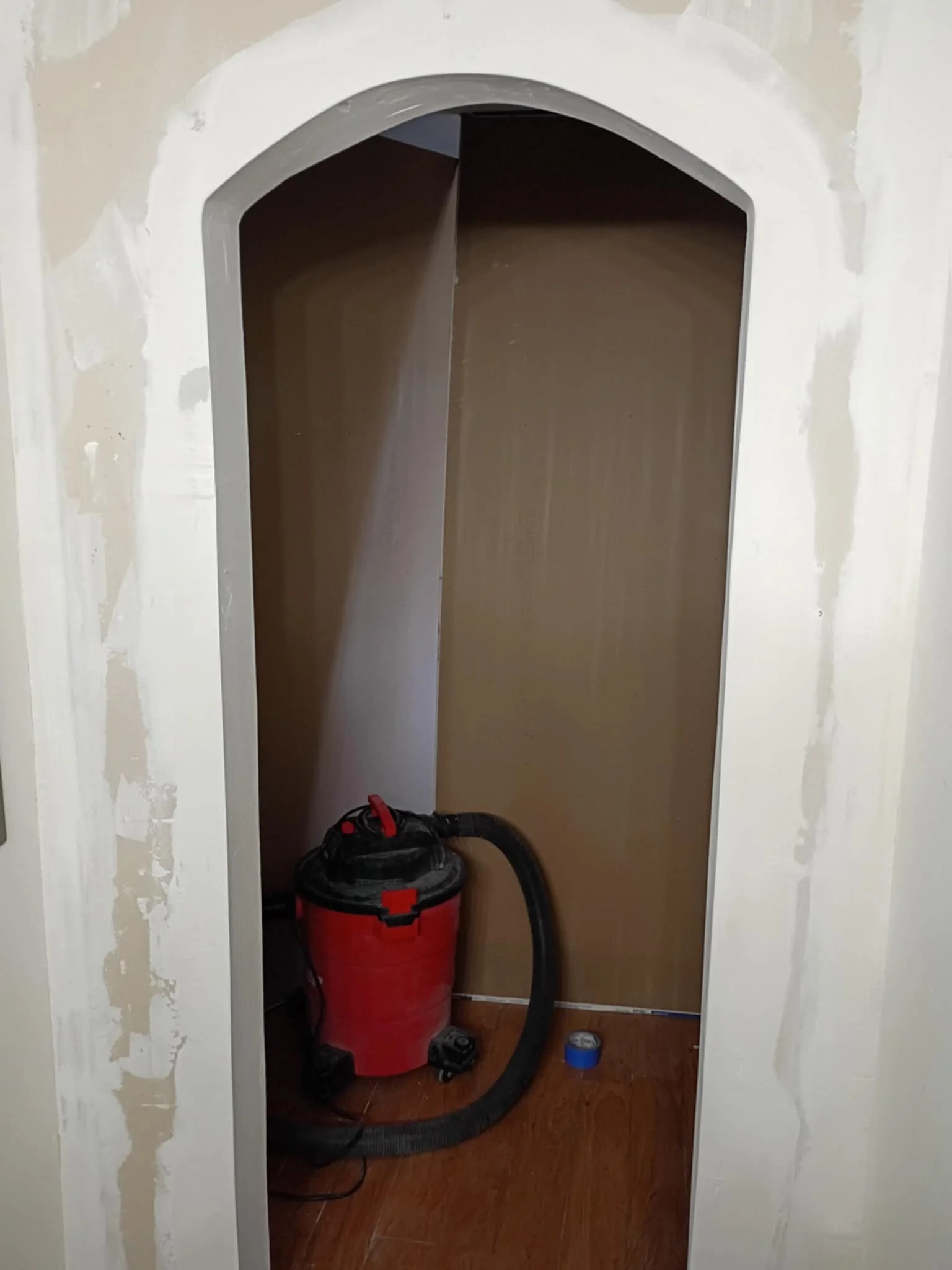 Archway drywall in progress