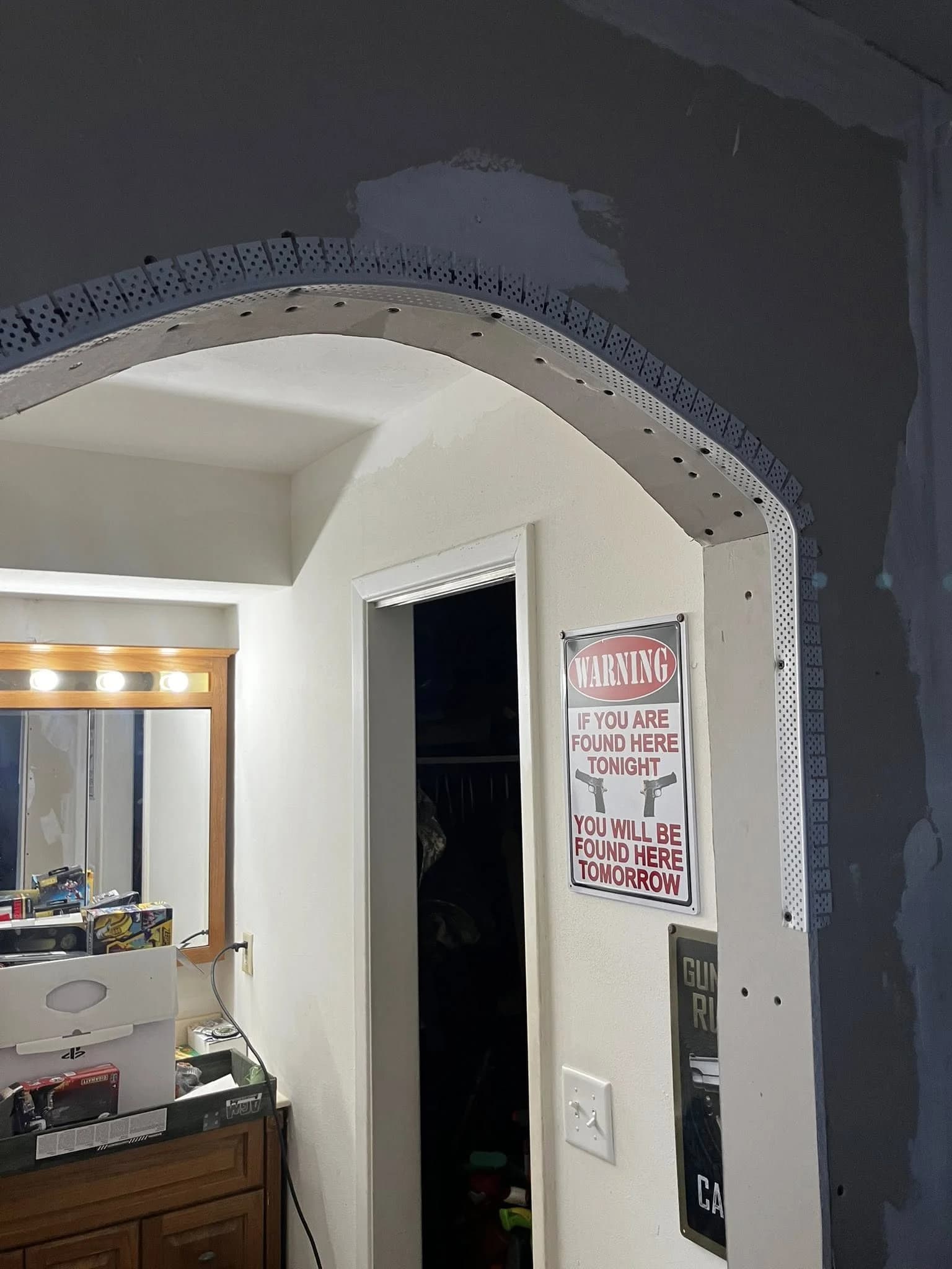 Drywall work on new archway