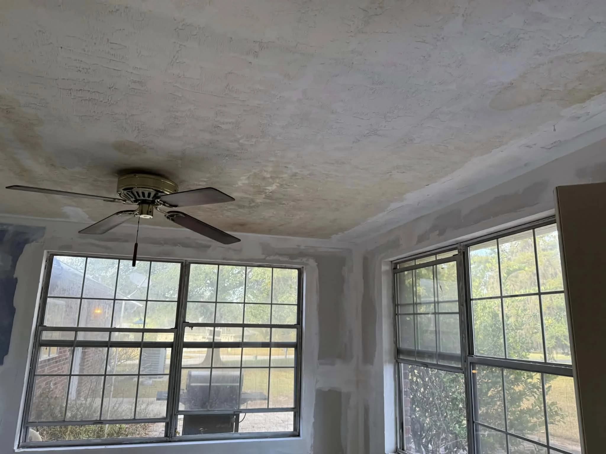 Ceiling damage before repair