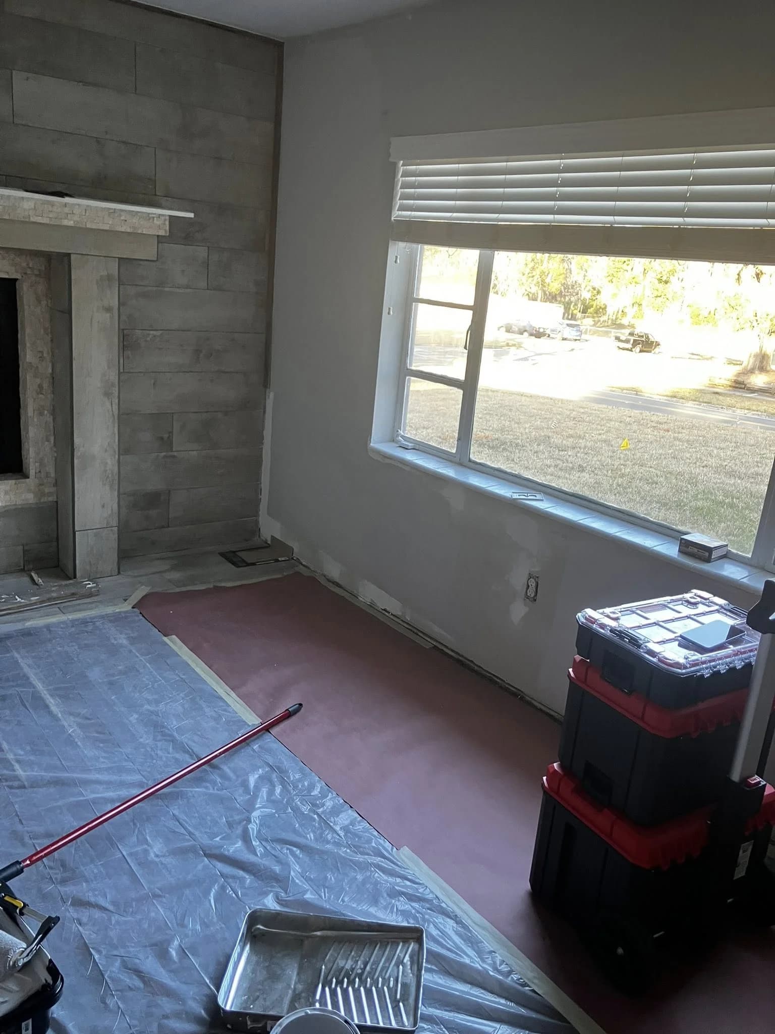 Fireplace tile surround in progress