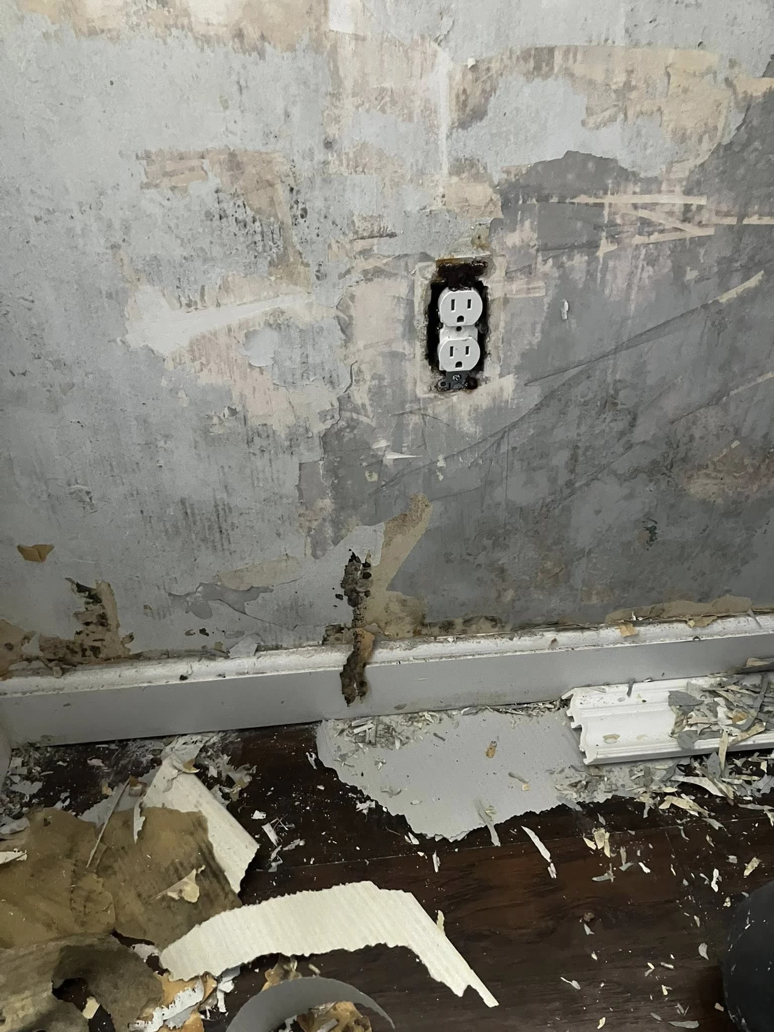 Wall damage before repair