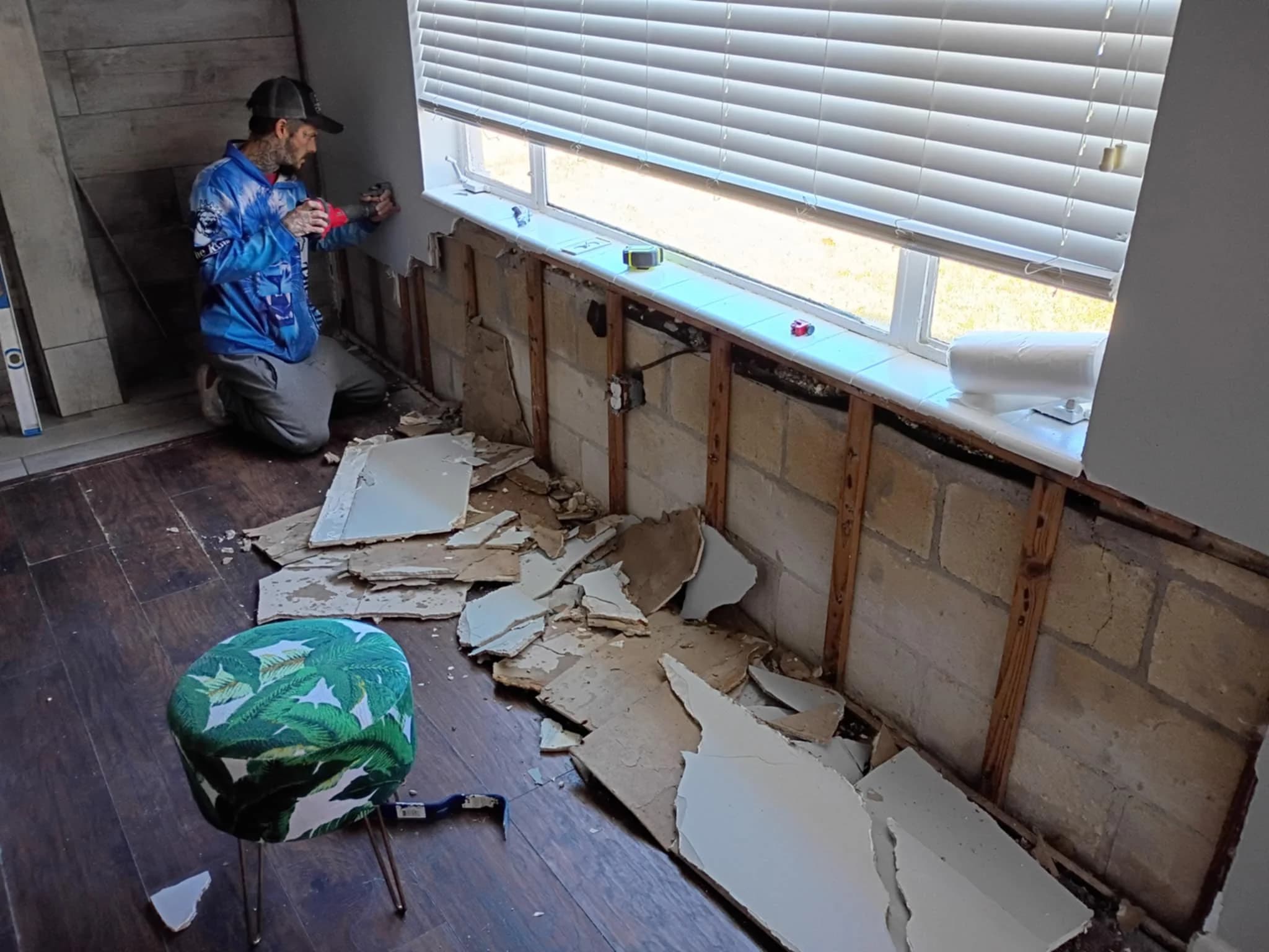 Removing old wall material